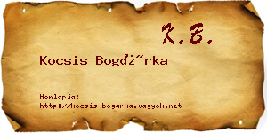 Kocsis Bogárka névjegykártya